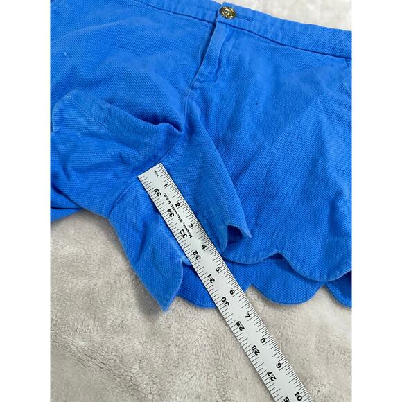 Lilly Pulitzer Buttercup Shorts Women's 12 Blue Textured Scalloped Mid Rise - Picture 7 of 7